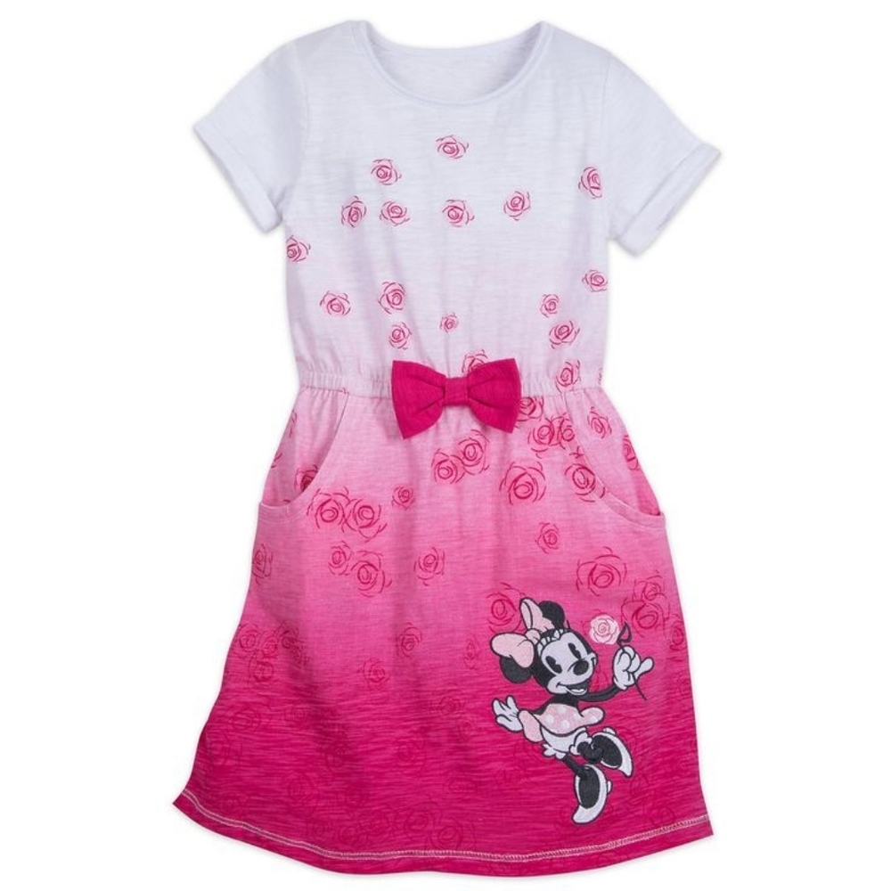 Disney Parks Minnie Mouse Slub Cotton Ombre Dress Girls Large New